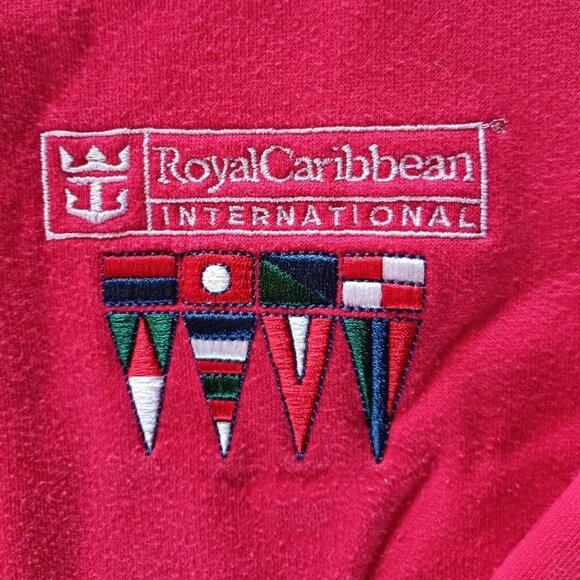 Royal Caribbean International Quarter Zip Jacket Red L/XL Polyester Cotton Blend - Picture 3 of 5